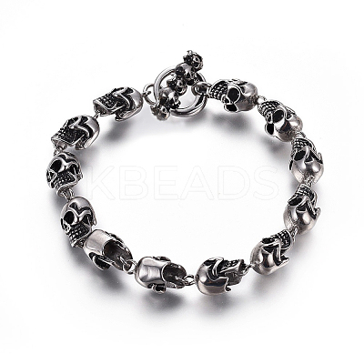 304 Stainless Steel Link Chain Bracelets BJEW-L665-01AS-1