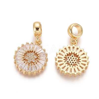 Brass Micro Pave Clear Cubic Zirconia European Dangle Charms OPDL-L016-01G-1