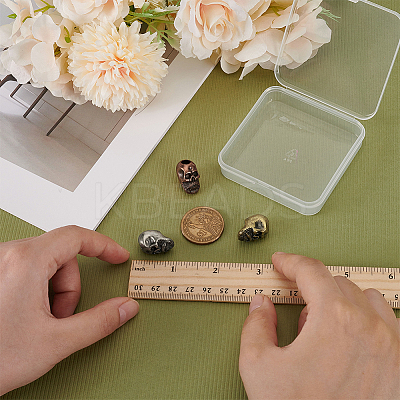 3Pcs 3 Colors Skull Brass Beads KK-FG0001-22-1