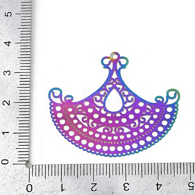 304 Stainless Steel Etched Metal Embellishments Pendants STAS-A192-06RC-1