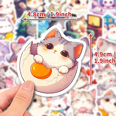 50Pcs Cartoon Cat Paper Self-Adhesive Picture Stickers STIC-C010-15-1