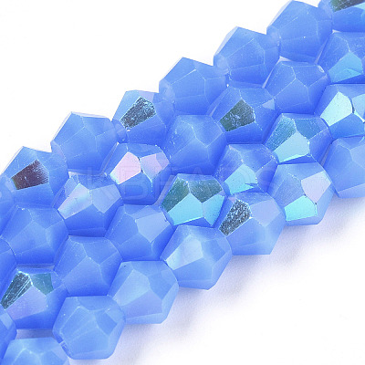 Imitation Jade Electroplate Glass Beads Strands EGLA-A039-J6mm-L04-1