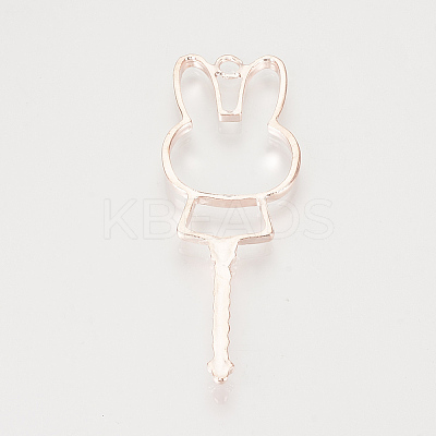Alloy Bunny Open Back Bezel Pendants TIBE-S308-08RG-1