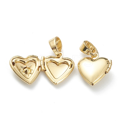 Brass Micro Pave Clear Cubic Zirconia Locket Pendants X-KK-P199-13G-1