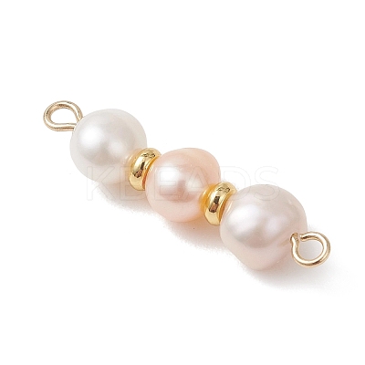 Natural Cultured Freshwater Pearl Two Sides Polished Beaded Links Connector Charms PALLOY-JF04969-1