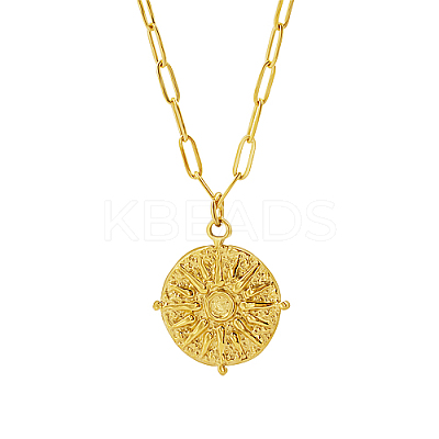 304 Stainless Steel Sun Pendant Necklaces YN2147-1-1