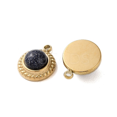 Synthetic Blue Goldstone Half Round Charms STAS-L022-399G-02-1