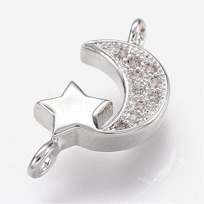 Brass Micro Pave Cubic Zirconia Links ZIRC-G098-71P-1