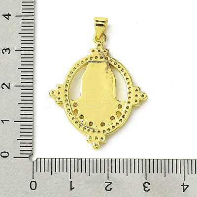 Brass Micro Pave Clear Cubic Zirconia Pendants KK-H472-39G-1
