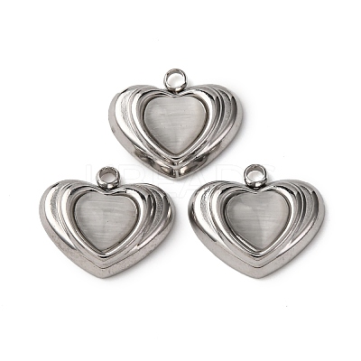 304 Stainless Steel Cat Eye Pendants STAS-P406-05P-1