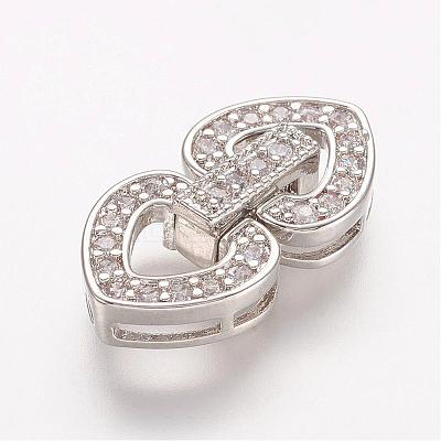 Brass Micro Pave Cubic Zirconia Fold Over Clasps ZIRC-J016-02P-1