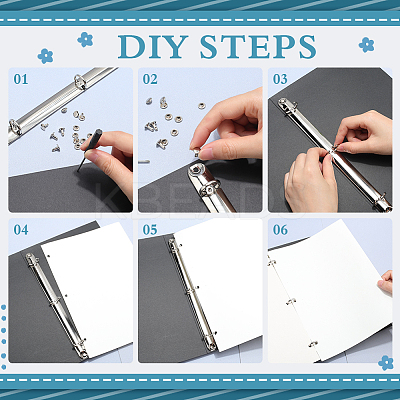 Iron Notebook 3-Ring Loose Leaf Book Binder Hinged Clamp FIND-WH20007-15F-P-1