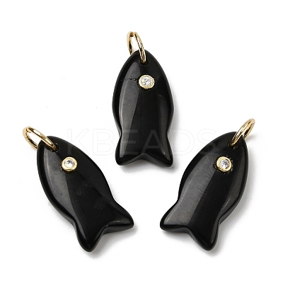 Natural Obsidian Pendants X-G-A297-01G-09-1