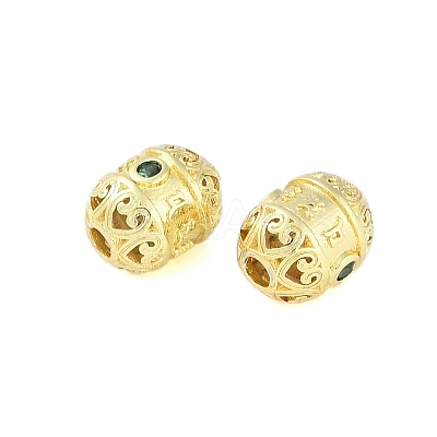 Brass Micro Pave Cubic Zirconia Beads KK-A226-09G-1