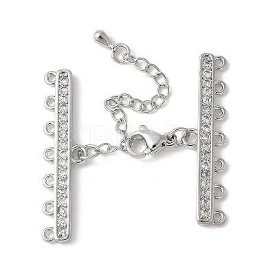 Brass Clear Cubic Zirconia Chain Extender KK-F893-10P-1