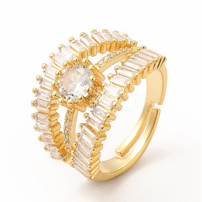 Clear Cubic Zirconia Diamond Adjustable Ring RJEW-F142-01G-1
