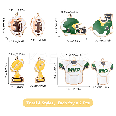 8Pcs 4 Styles Rugby Theme Alloy Enamel Pendants ENAM-YW0004-63-1