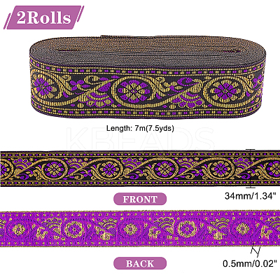 Ethnic Style Embroidery Polyester Ribbons OCOR-WH0070-10F-07-1