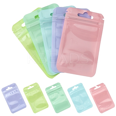 50Pcs 5 Colors Rectangle Plastic Yin-Yang Resealable Packaging Bags ABAG-YW0001-06-1