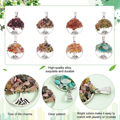 8Pcs 8 Styles Natural & Synthetic Mixed Stone Chip Pendants G-PH0002-14-1