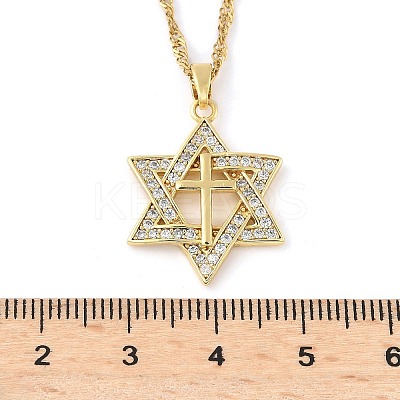 304 Stainless Steel Micro Pave Clear Cubic Zirconia Pendant Necklaces for Women LS-NJEW-U047-01B-G-1