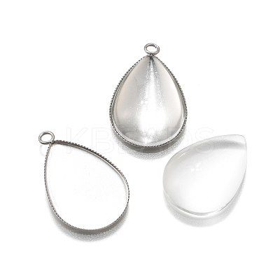 DIY Teardrop 304 Stainless Steel Pendant Making Kits DIY-FS0008-40-1