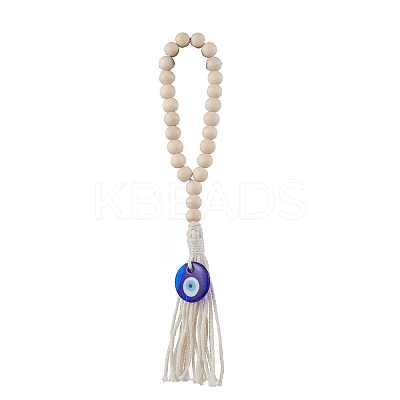 Wood Beads Hanging Ornaments HJEW-JM03312-01-1