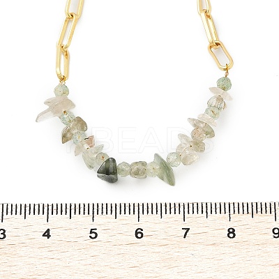Natural Prehnite Chip Beaded Necklaces NJEW-C070-04G-04-1