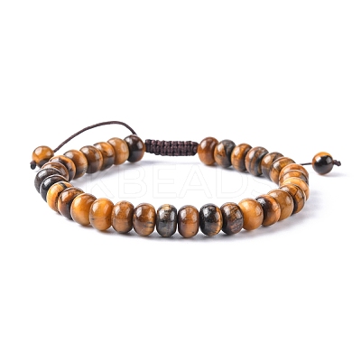 Adjustable Natural Tiger Eye Braided Bead Bracelets BJEW-F369-A06-1