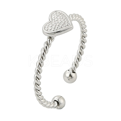Heart 304 Stainless Steel Open Cuff Rings for Women RJEW-G338-14P-1