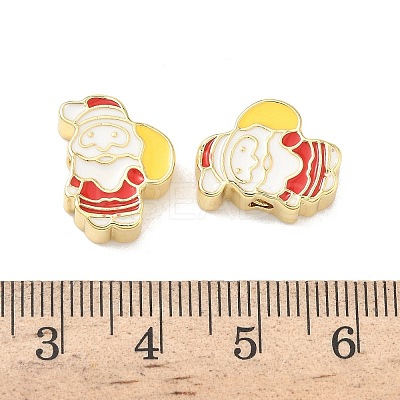 Christmas Brass Enamel Beads KK-I474-G10-1