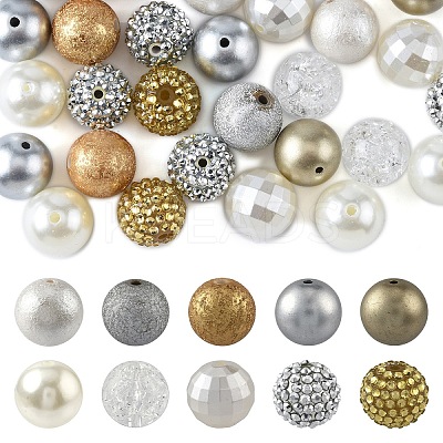 50Pcs 10 Styles Transparent Resin Rhinestone Graduated Beads RESI-YW0004-41-1