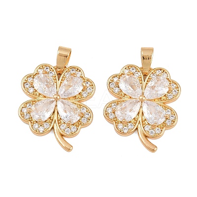 Brass Micro Pave Clear Cubic Zirconia Pendants KK-G552-06G-1