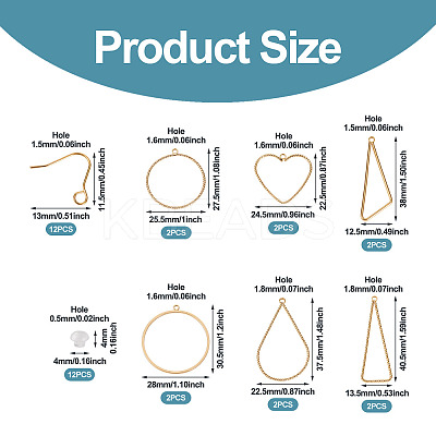 DIY Heart Triangle Teardrop Brass Dangle Earring Making Kits DIY-TA0012-94-1
