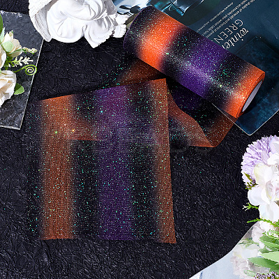 Rainbow Polyester Fabric Sparkling Tulle Roll OCOR-WH20006-55B-1