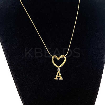 304 Stainless Steel Heart with Initial Pendant Necklaces for Women FS-WG4DC9E-01-1