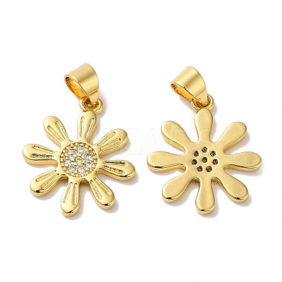 Rack Plating Brass Pave Cubic Zirconia Pendants KK-O142-42G-1