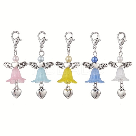 Angel Acrylic & Alloy Pendant Decoration HJEW-JM01022-S-1