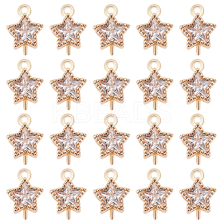 20Pcs Brass Pave Clear Cubic Zirconia Links KK-GO0001-95-1