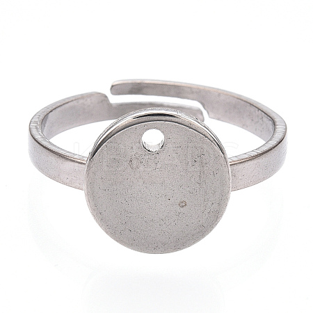 Tarnish Resistant Adjustable 304 Stainless Steel Pad Ring Settings LS-STAS-S064-11-1