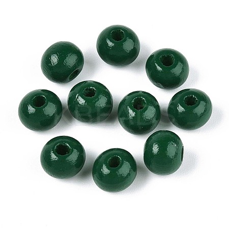 Spray Painted Round Natural Schima Wood Beads WOOD-A018-8mm-15-1