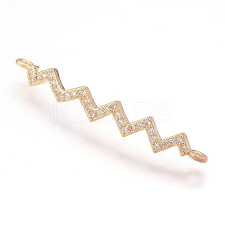 Brass Micro Pave Cubic Zirconia Links ZIRC-E124-49G-1