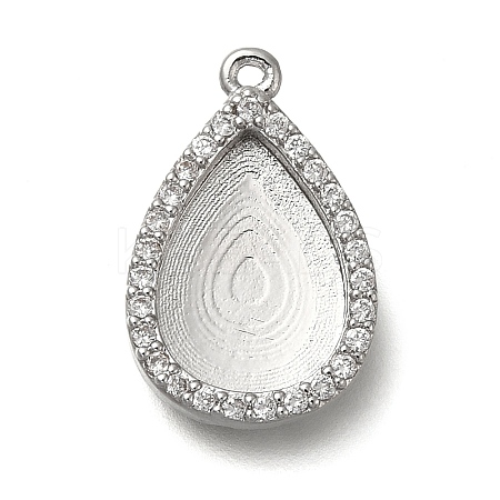 Rack Plating Brass Micro Pave Clear Cubic Zirconia Pendant Cabochon Settings KK-NH0001-16P-1