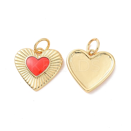 Heart Brass Enamel Pendants X-KK-G435-07G-01-1