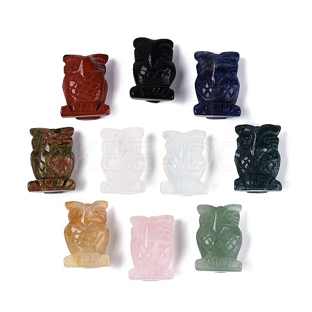 Natural & Synthetic Gemstone Owl Figurine DJEW-N005-05-1