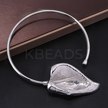 Brass Leaf Cuff Choker Necklaces for Women FS-WG47A02-02-1