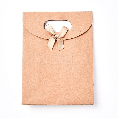 Kraft Paper Gift Bags with Ribbon Bowknot Design CARB-WH0009-05A-1