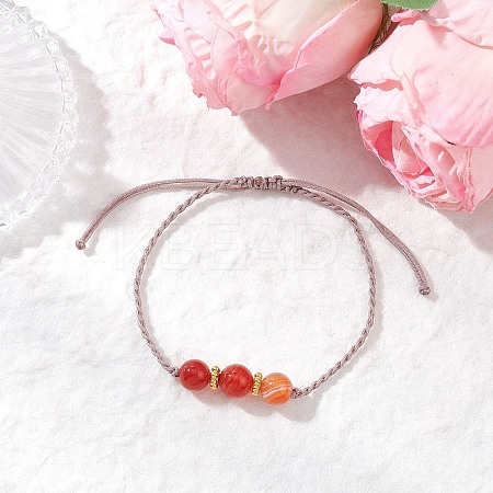 Natural Striped Agate Beads Braided Bead Bracelets for Women BJEW-JB11979-1