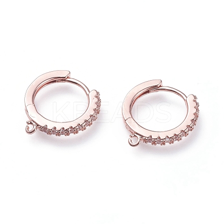 Brass Micro Pave Cubic Zirconia Huggie Hoop Earring Findings LS-ZIRC-G156-07RG-1