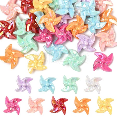 30Pcs UV Plating Opaque Acrylic Beads OACR-YW0004-16-1